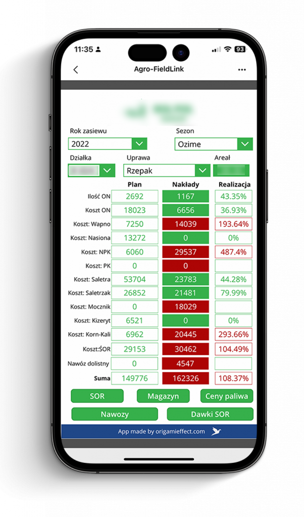 Origami Effect Power Apps Agronom Realizacja budzetow