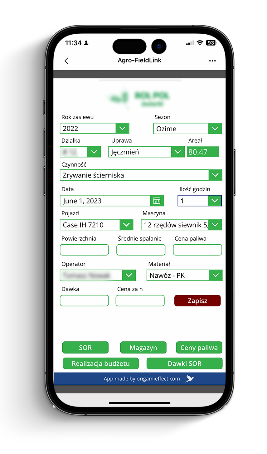 Power Apps FieldLink Agronom Czynnosci Rolne